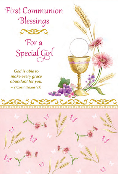 88436 girl communion - 4 1/2 x 6 3/4 - glitter decoration & embossed